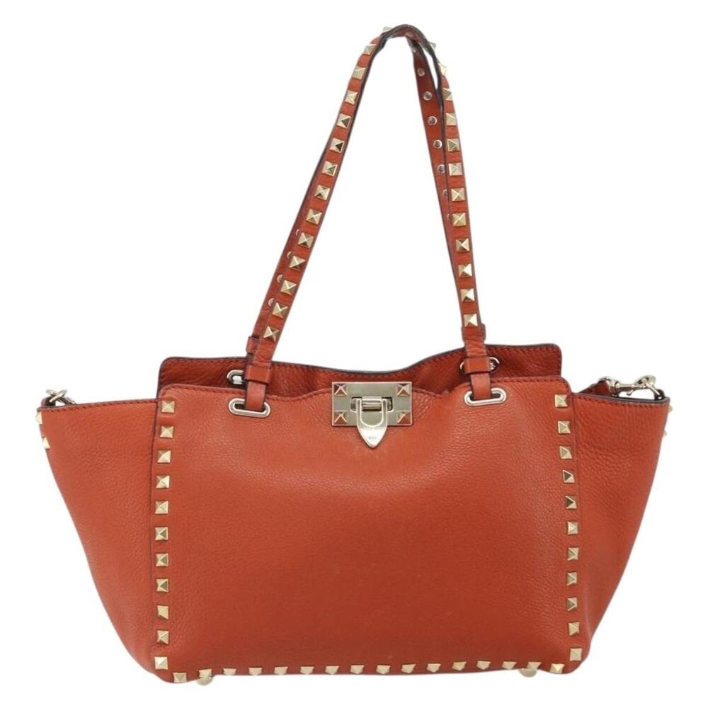 Valentino Leather Tote Bag Orange